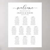 Poster Élégant Script 10 Tables Welcome Seating Chart (Devant)