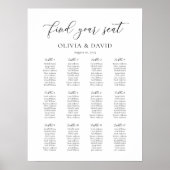 Poster Élégant Script 12 table Seating Chart (Devant)
