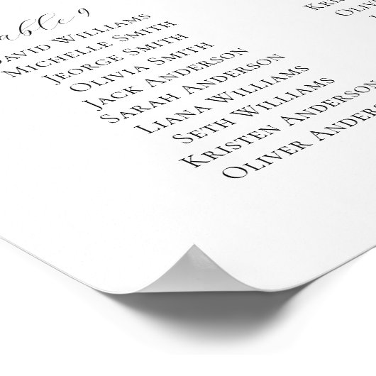 Poster Élégant Script 12 Tables Welcome Seating Chart (Coin)