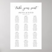 Poster Élégant Script 12 Tables Welcome Seating Chart (Devant)