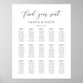 Poster Élégant Script 15 table Seating Chart (Devant)