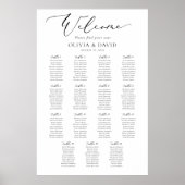 Poster Élégant Script 15 Tables Welcome Seating Chart (Devant)