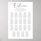 Poster Élégant Script 19 Tables Welcome Seating Chart (Devant)