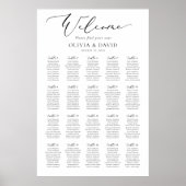 Poster Élégant Script 20 Tables Welcome Seating Chart (Devant)