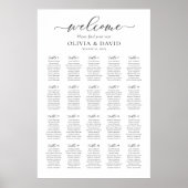 Poster Élégant Script 20 Tables Welcome Seating Chart (Devant)