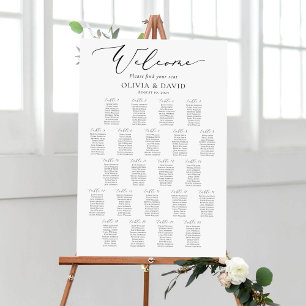 Poster Élégant Script 22 Tables Welcome Seating Chart