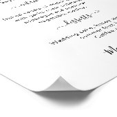 Poster Élégant Script 3 cours Menu Mariage (Coin)