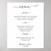 Poster Élégant Script 3 cours Menu Mariage (Devant)