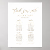 Poster Élégant Script 4 Tables Welcome Seating Chart (Devant)