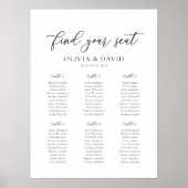 Poster Élégant Script 6 Tables Welcome Seating Chart (Devant)