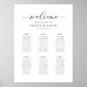 Poster Élégant Script 6 Tables Welcome Seating Chart (Devant)