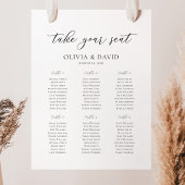 Poster Élégant Script 6 Tables Welcome Seating Chart