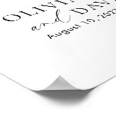 Poster Élégant Script 7 table Siège Carte en mousse (Coin)