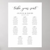 Poster Élégant Script 8 Tables Welcome Seating Chart (Devant)
