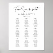 Poster Élégant Script 9 table Seating Chart (Devant)