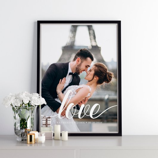 Poster Élégant script "Amour" superposition photo