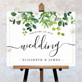 Poster Elégant Script Aquarelle Mariage de verdure