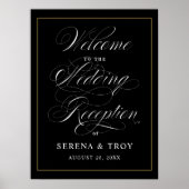 Poster Élégant script Bienvenue à la réception de mariage (Devant)