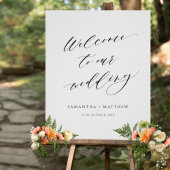 Poster Élégant script Bienvenue à notre panneau Mariage