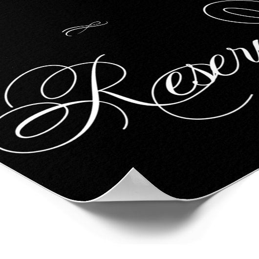 Poster Élégant script blanc de table réservée | horizonta (Coin)