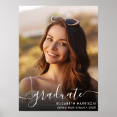 Poster Élégant script blanc superposition photo Graduate (Devant)