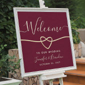 Poster Élégant Script Bourgogne Mariage Bienvenue