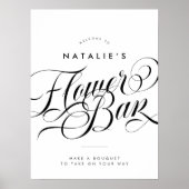 Poster Élégant Script Chic Fête des mariées barre de fleu (Devant)