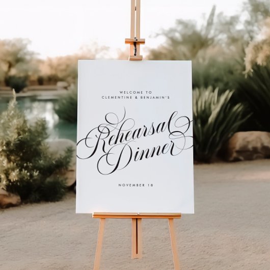 Poster Élégant Script Chic Mariage de répétition Dîner Si