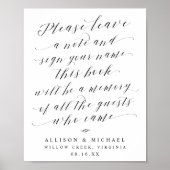 Poster Élégant script de calligraphie Guest Book Mariage  (Devant)