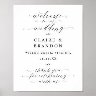 Poster Élégant script de calligraphie Signal Mariage de b