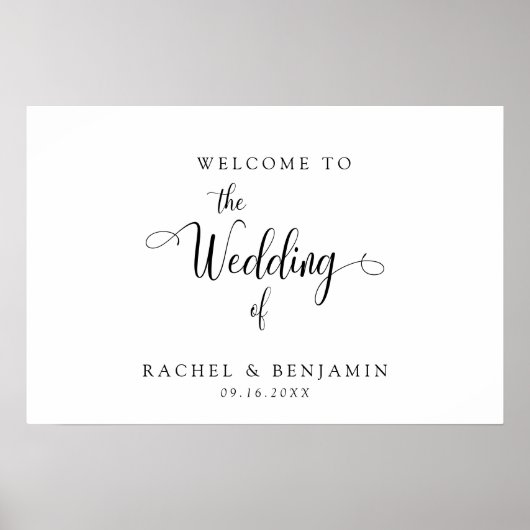 Poster Élégant script de mariage de bienvenue minimal élé (Devant)