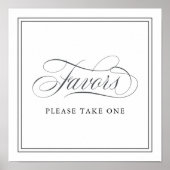 Poster Élégant Script fleurit Mariage Faveurs Signer (Devant)