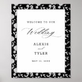 Poster Élégant Script Floral Mariage Bienvenue (Devant)