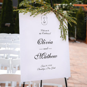 Poster Élégant script formel Monogramme Mariage Bienvenue