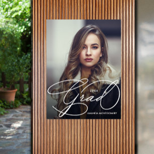 Poster Élégant Script Grad Photo Party Graduation