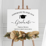 Poster Élégant Script Graduation Congrats Moderne Blanc<br><div class="desc">Poster moderne de faire-part de graduation dispose d'un design simple et masculin avec le maillot de sport inspiré,  parfait pour votre élève étoilé et athlète de variété. Les tons vert,  or et blanc peuvent être complètement customisés. Personnalisez avec le nom et l'école du diplômé.</div>