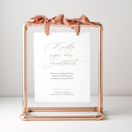 Poster Élégant Script Guestbook Mariage Panneau de table