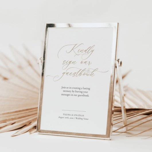 Poster Élégant Script Guestbook Mariage Panneau de table