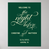 Poster Élégant Script La Nuit Avant L'Accueil Turquoise (Devant)