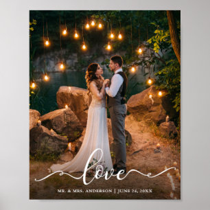 Poster Élégant Script Love Mariage Marié Groom Photo
