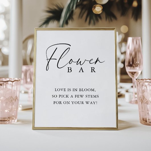 Poster Élégant Script manuscrit Douche Barre Fleur