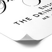 Poster Élégant Script Mariage Boissons gratuites Bar Menu (Coin)