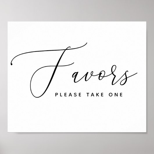 Poster Élégant Script Mariage Faveurs Signer S'Il Vous Pl (Devant)