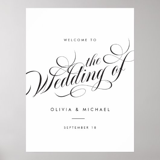 Poster Élégant Script Mariage moderne Signe élégant (Devant)
