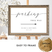 Poster Élégant Script Mariage Réception Parking Signal