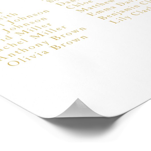 Poster Élégant Script Mariage Table Sieger Chart Mousse (Coin)