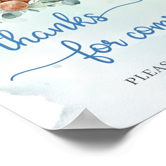 Poster Élégant script mignon ours en peluche merci d'être (Coin)