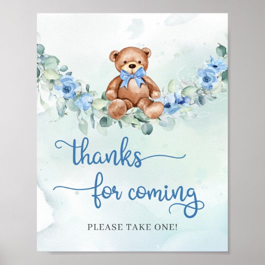 Poster Élégant script mignon ours en peluche merci d'être (Devant)