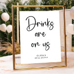 Poster Élégant script moderne | Panneau de la barre de pa<br><div class="desc">Plaque de papier minimaliste élégante,  moderne noir & blanc contraste de couleur pour votre douche nuptiale.</div>