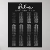 Poster Élégant Script moderne Simple Mariage Seating Char (Devant)